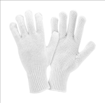 West Chester K708SKW Bleach White String Knit Gloves with White PVC Dots
